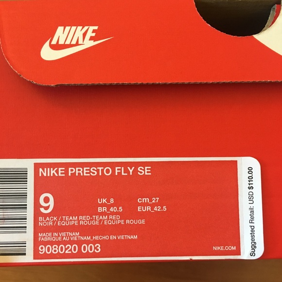 Nike Air Presto Fly Ultra SE Red Running Shoe NEW - Picture 8 of 8